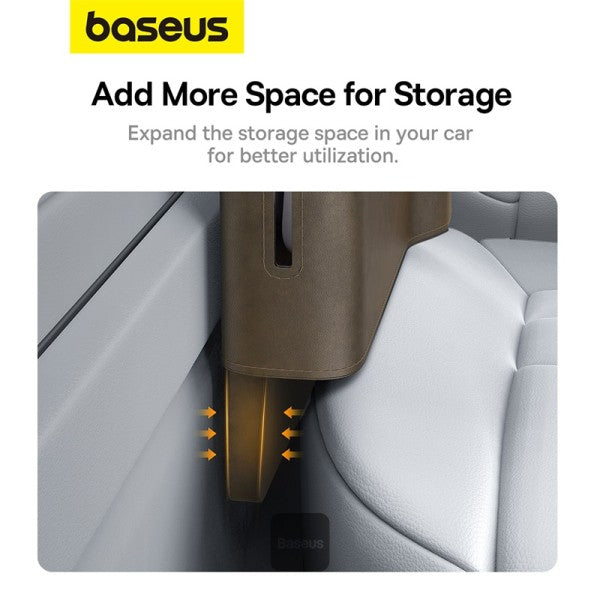 Baseus Car Seat Gap Organizer Storage Box Console with Cup Holder for Front Passenger Side and Driver Side - Marble Brown