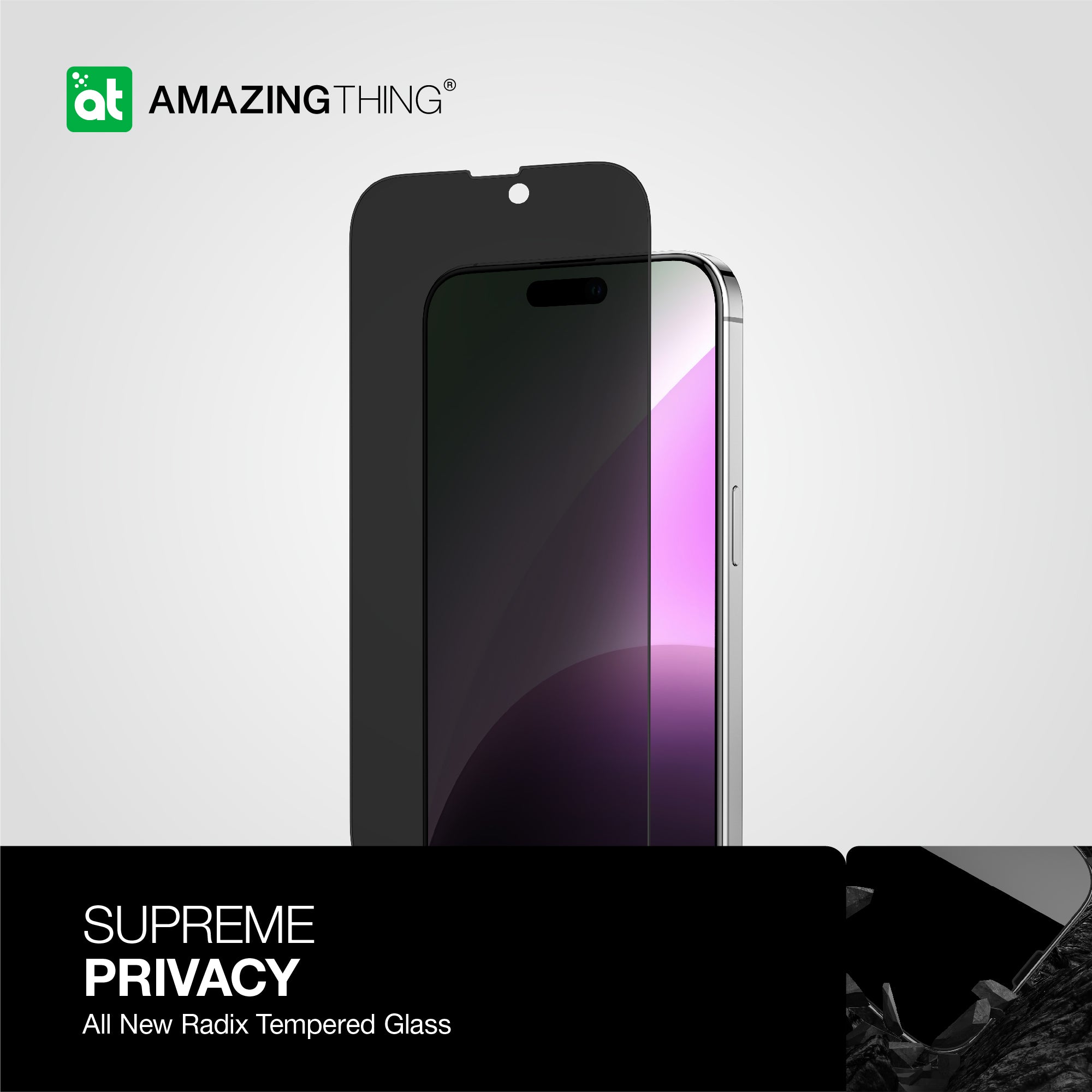 AMAZINGthing IPHONE 15 6.7 PRO MAX 2023 3D FULLY COVERED RADIX PRIVACY GLASS (PRIVACY)
