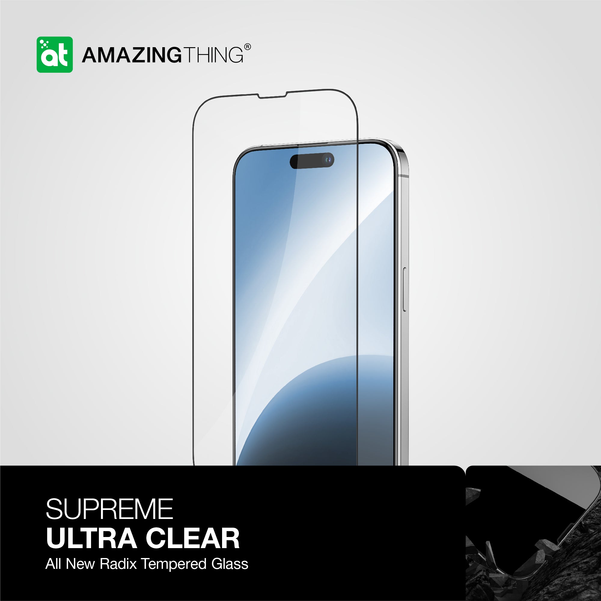 AMAZINGthing IPHONE 15 6.1 PRO 2023 3D FULLY COVRED REDIX GLASS ( CLEAR )