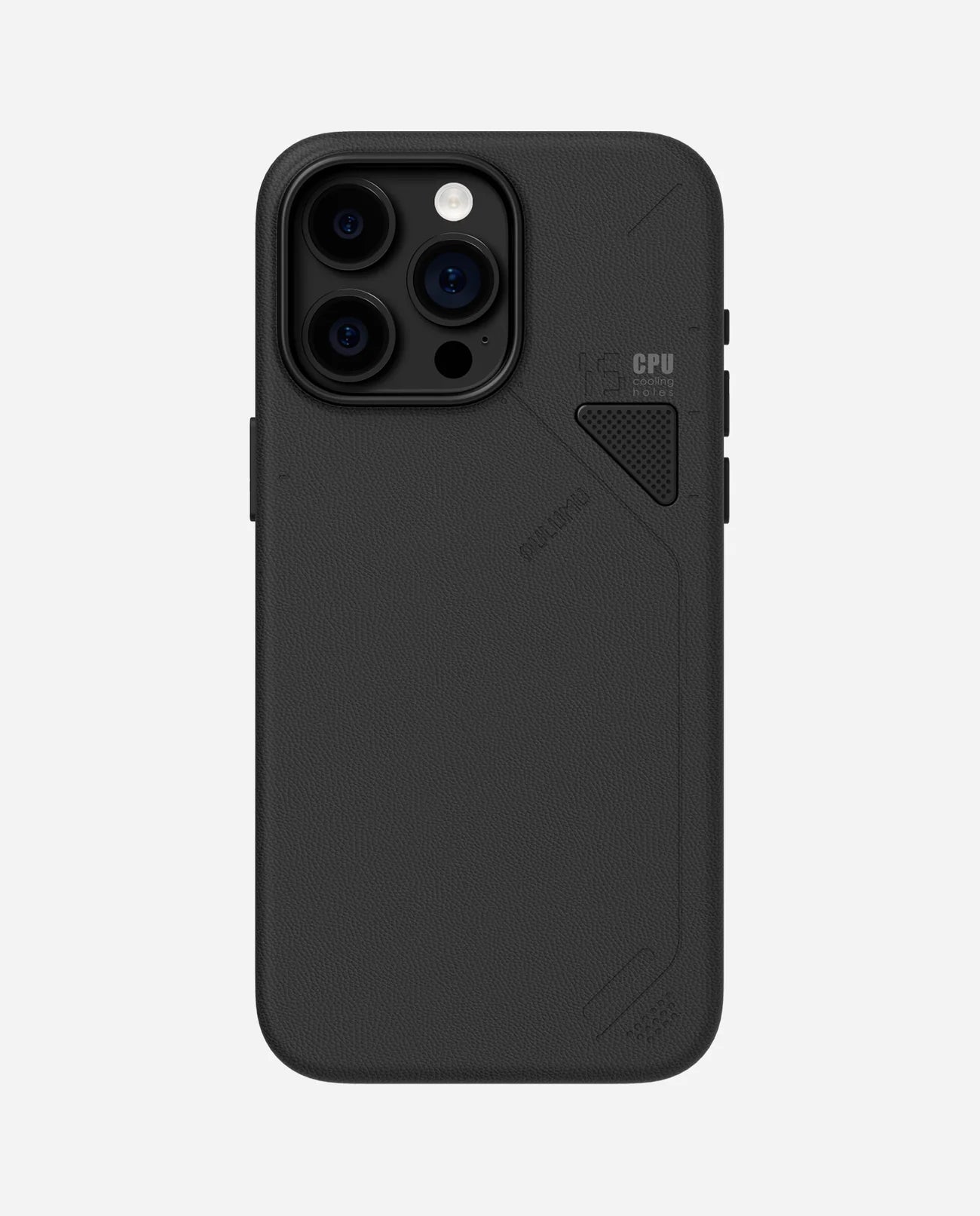 Aulumu A15 Vegan Leather Case for iPhone 15 PRO Cooling Window Black MagSafe