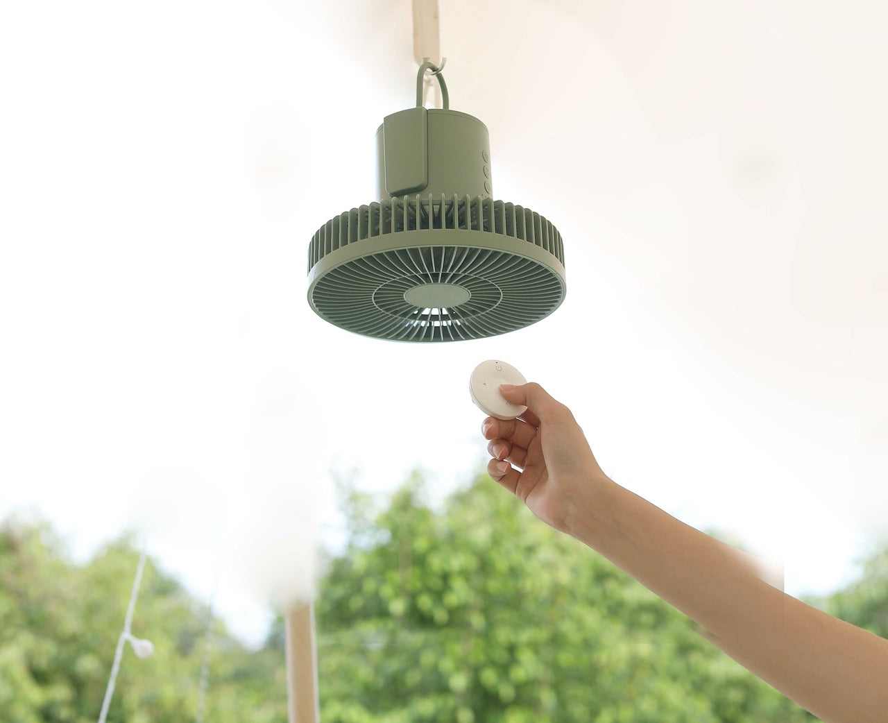 Porodo LifeStyle Outdoor Camping Fan with Remote and LED Light 10000mAh - Green