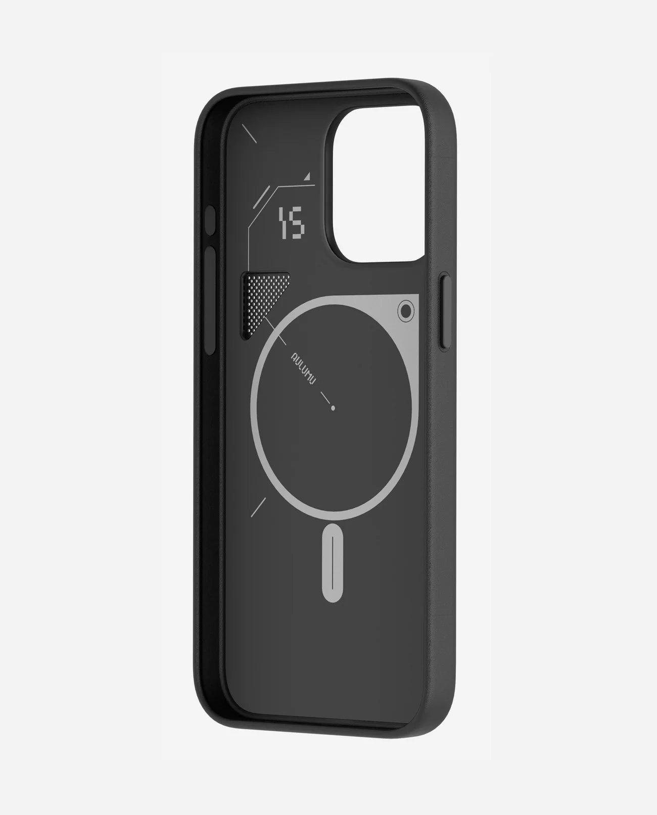 Aulumu A15 Vegan Leather Case for iPhone 15 PRO Cooling Window Black MagSafe