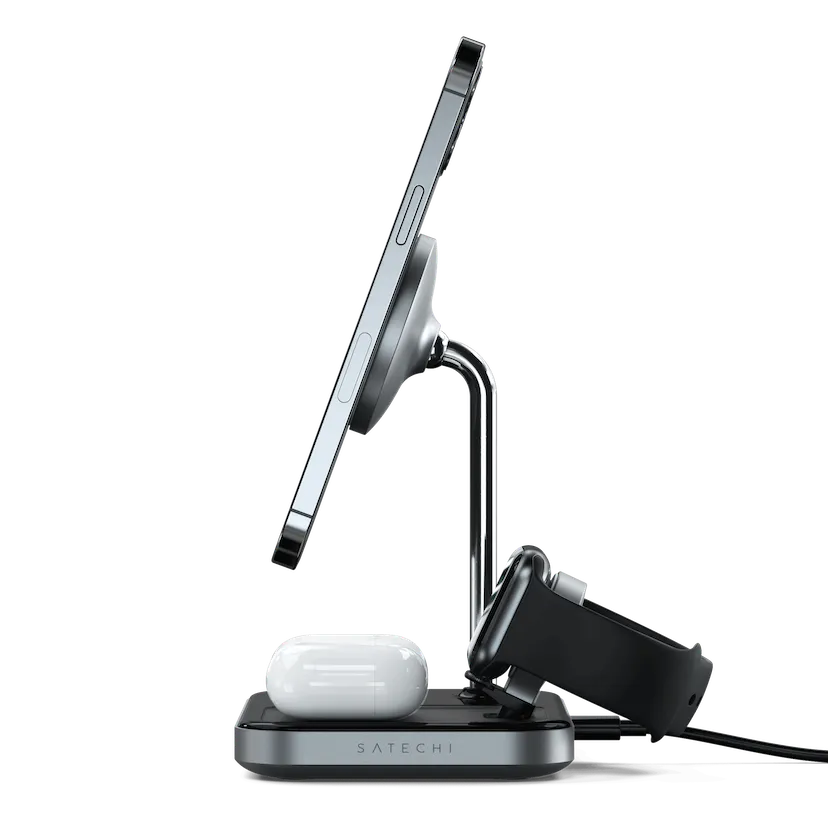 Satechi - Magnetic 3-in-1 Wireless Charging Stand - Space Grey