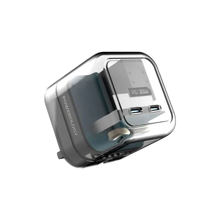 Powerology 35W PD Dual USB-C Wall Charger - Transparent