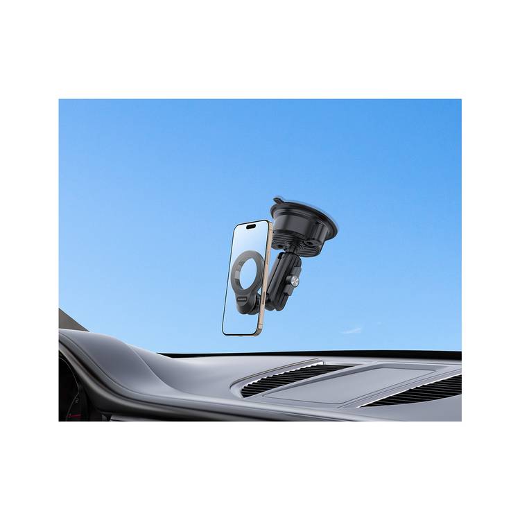 Porodo 360° Adjustable MagSafe Car Mount with Suction - Black