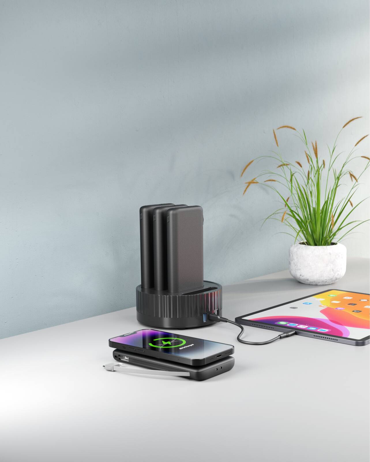 Powerology 4 in1 Station 10000mAh PD 100W QC Wireless Power Bank