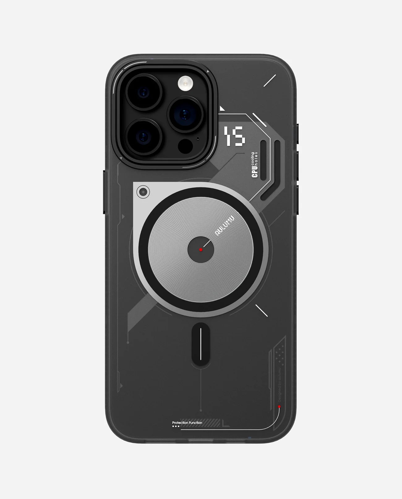 Aulumu A15 Semi-Translucent Frosted Case for iPhone 15 PRO Unique Cooling Window Design MagSafe Compatible