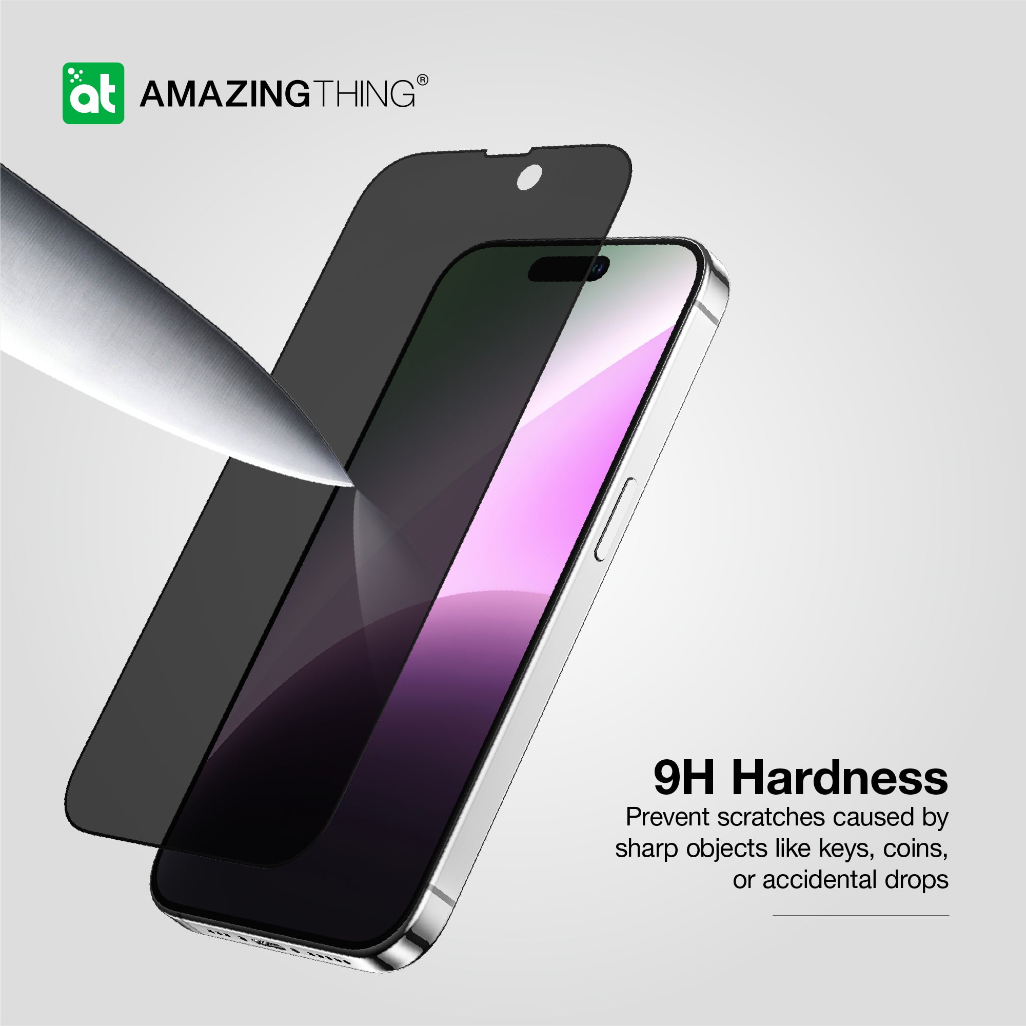AMAZINGthing IPHONE 15 6.1 PRO 2023 3D FULLY COVERED RADIX PRIVACY GLASS (PRIVACY)