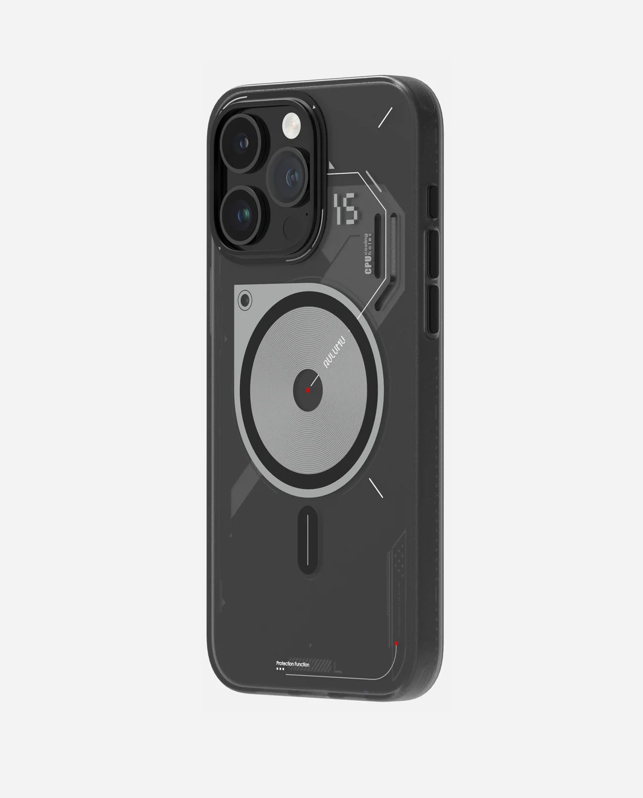 Aulumu A15 Semi-Translucent Frosted Case for iPhone 15 Pro Max Unique Cooling Window Design MagSafe Compatible