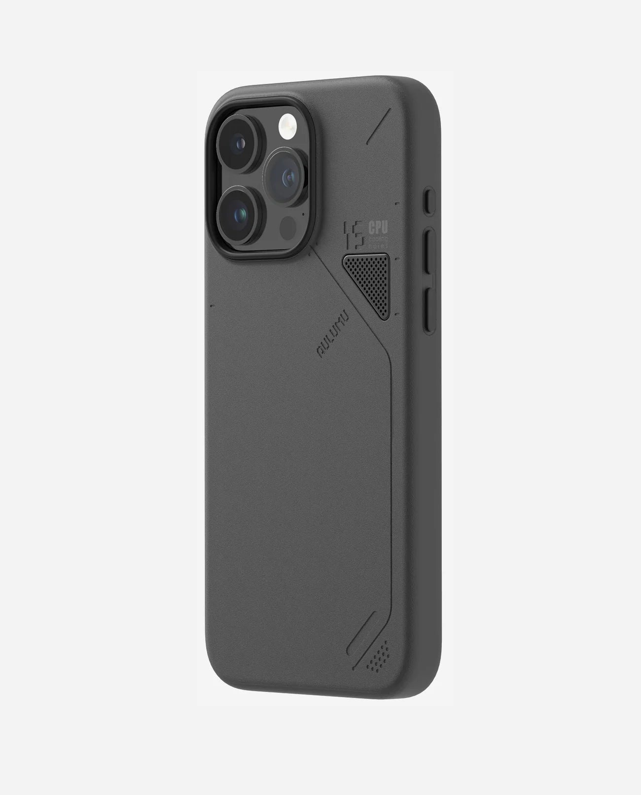 Aulumu A15 Vegan Leather Case for iPhone 15 PRO Cooling Window Black MagSafe
