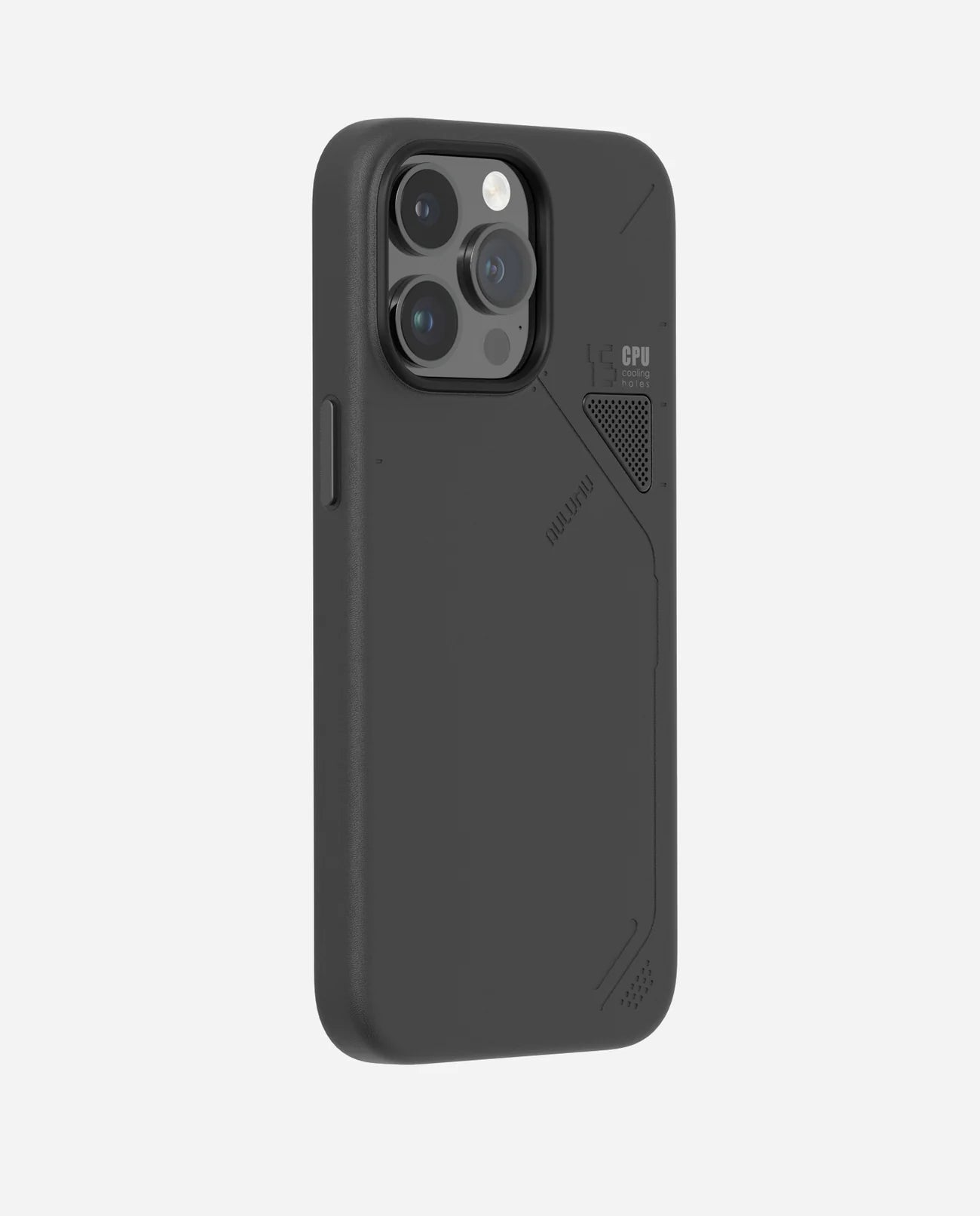 Aulumu A15 Vegan Leather Case for iPhone 15 PRO Cooling Window Black MagSafe