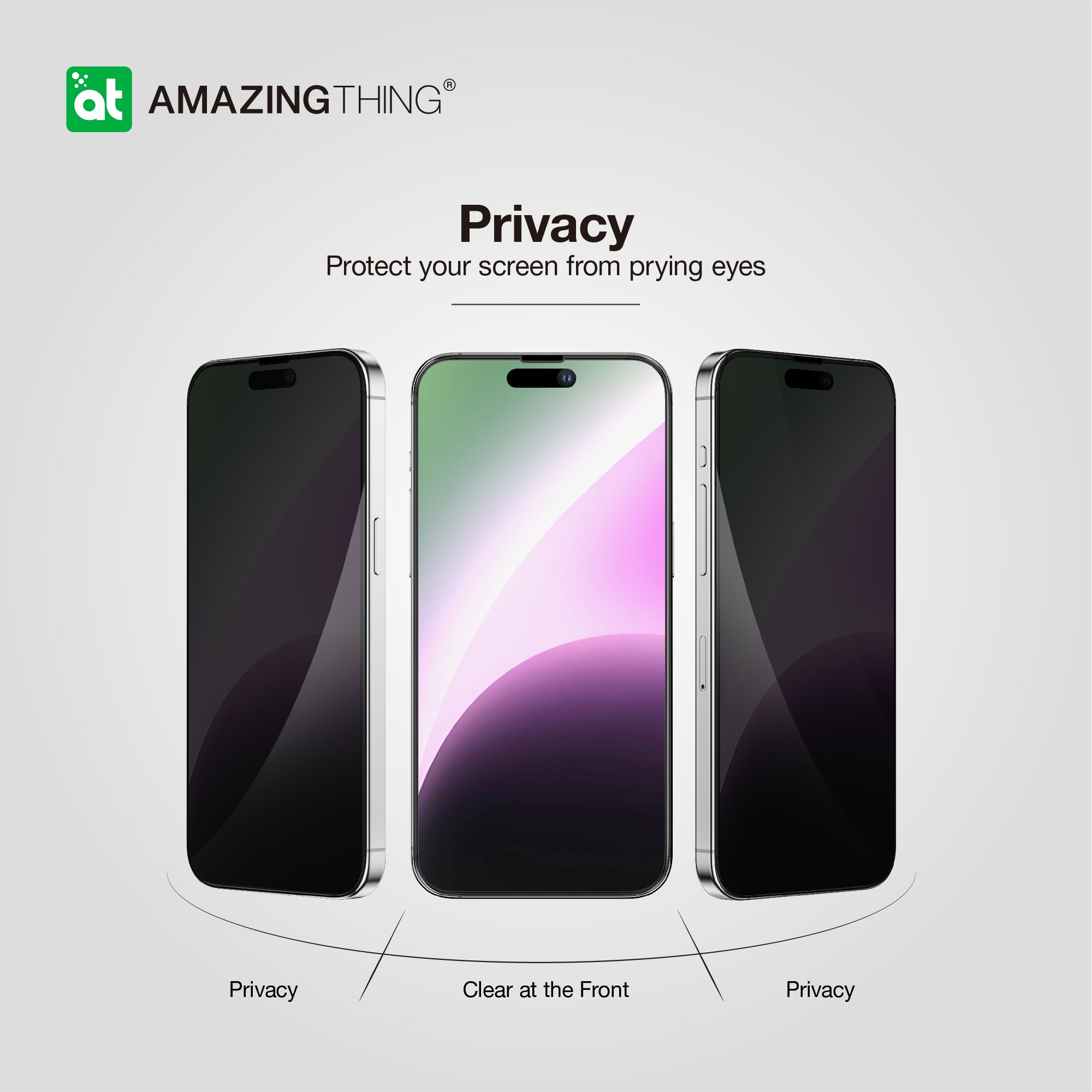 AMAZINGthing IPHONE 15 6.1 PRO 2023 3D FULLY COVERED RADIX PRIVACY GLASS (PRIVACY)
