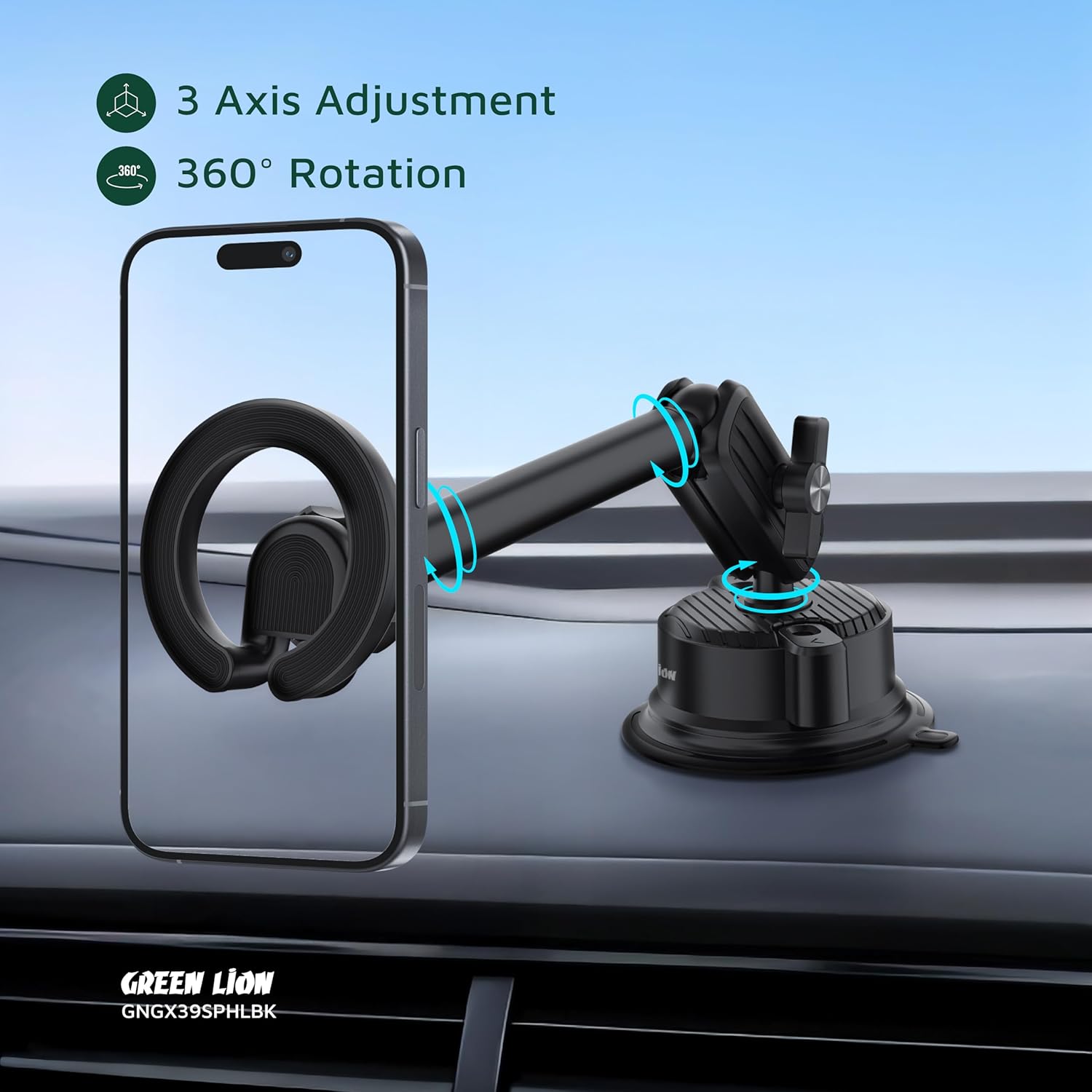 Green Lion - GX-39 Suction Phone Holder - Black