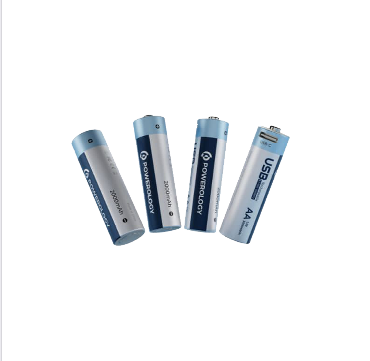 Powerology USB Rechargeable Lithium-ion Battery AA 1500mAh / 2250mWh - 4pcs/Pack - TECH STREET