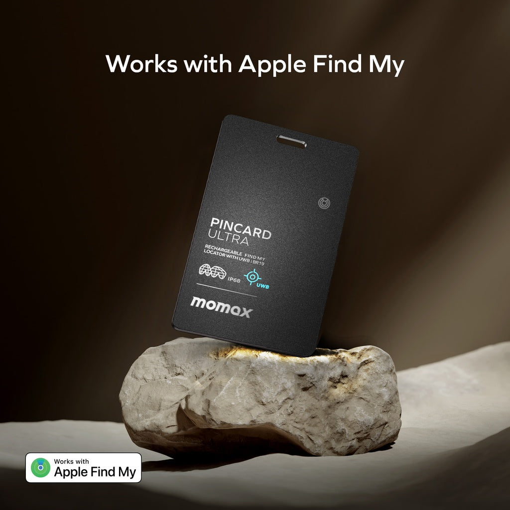 MOMAX - PinCard Ultra Rechargeable Find My Locator with UWB - Black