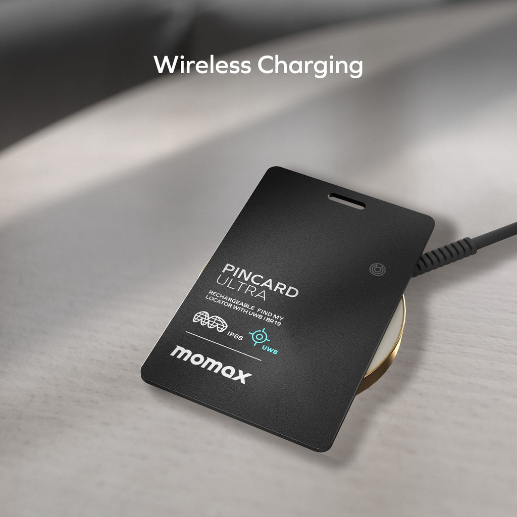 MOMAX - PinCard Ultra Rechargeable Find My Locator with UWB - Black