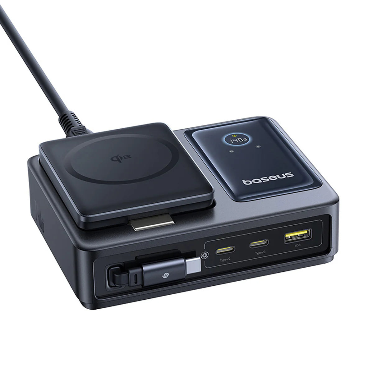 OS-Baseus Nomos 5-in-1 Desktop charger 3C+U 140W QI2 Wireless