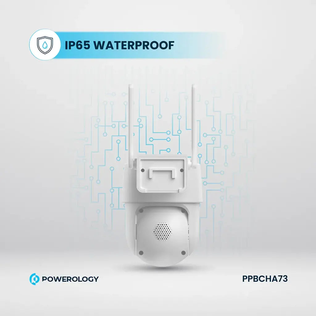 Powerology Outdoor Smart Waterproof 5W Solar Pan/Tilt Camera with 5200mAh and 256GB
