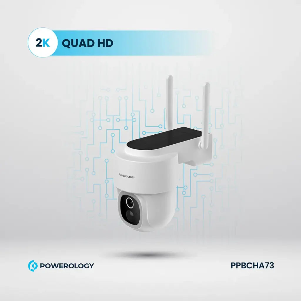 Powerology Outdoor Smart Waterproof 5W Solar Pan/Tilt Camera with 5200mAh and 256GB