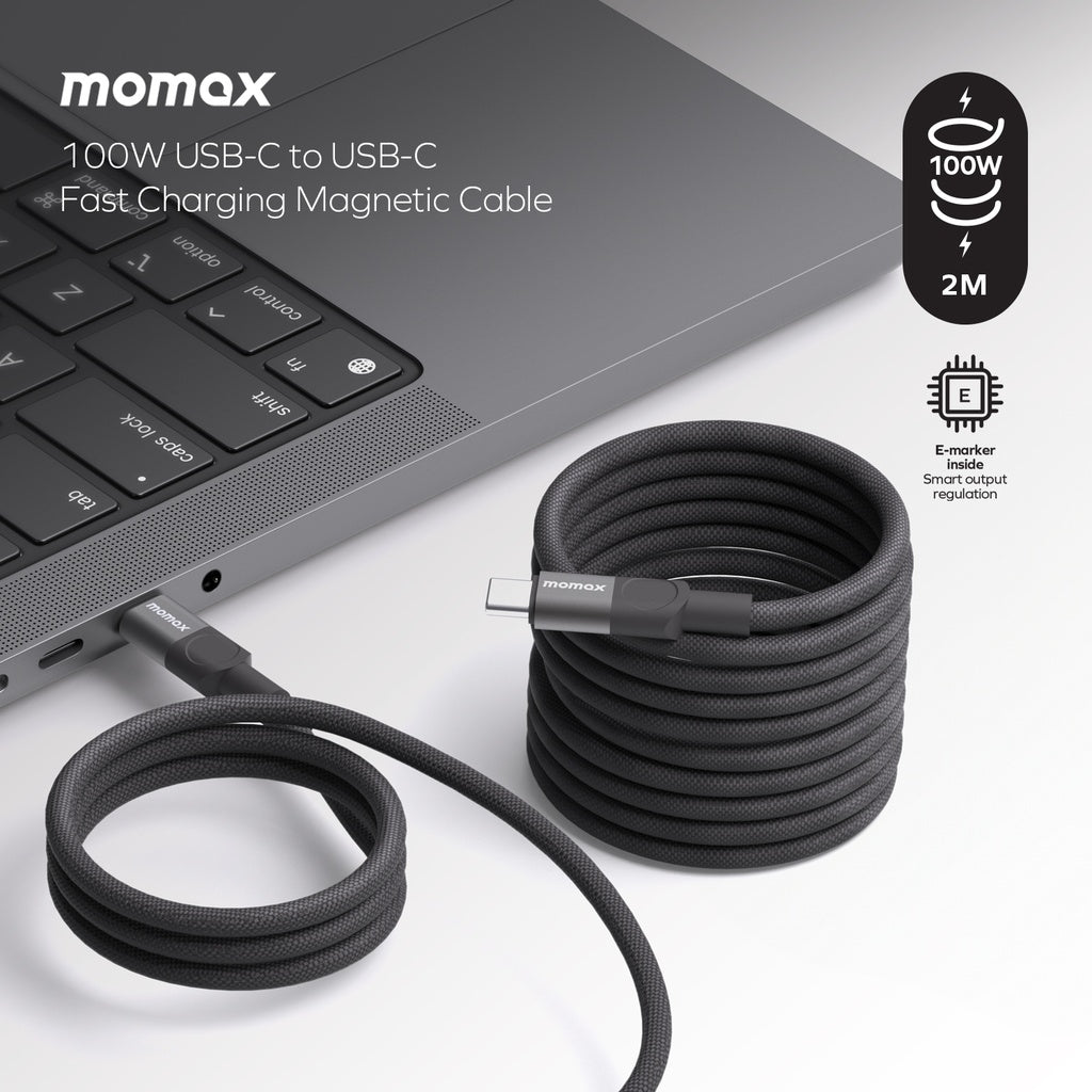MOMAX MAG LINK 100W USB-C TO USB-C MAGNETIC CABLE 2M