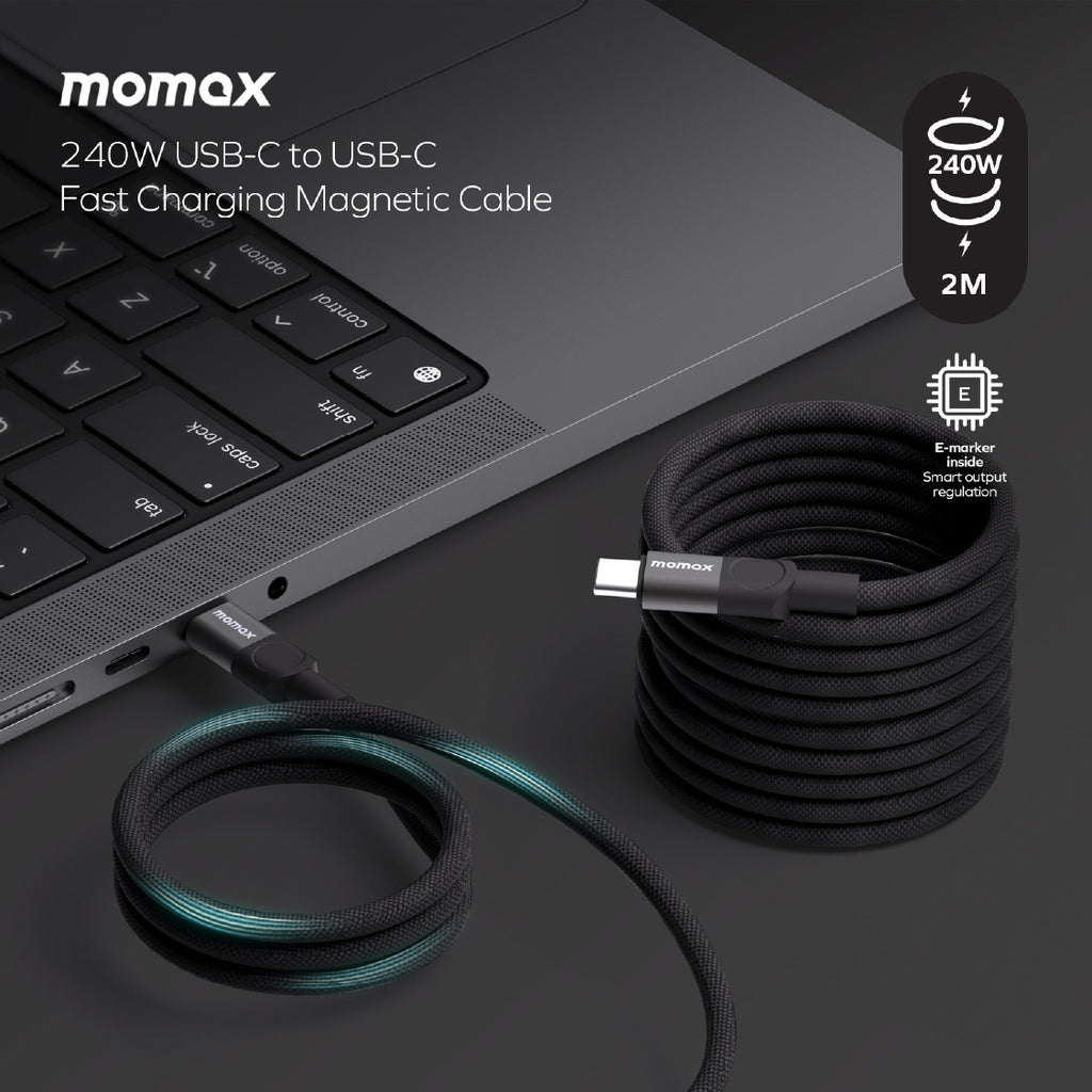 MOMAX MAG LINK 240W USB-C TO USB-C MAGNETIC CABLE 2M
