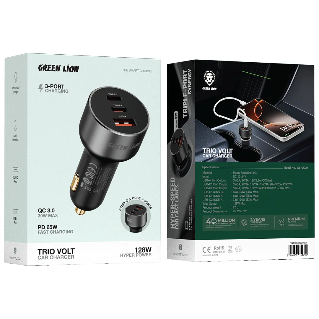 Green Lion Trio Volt Car Charger 128W