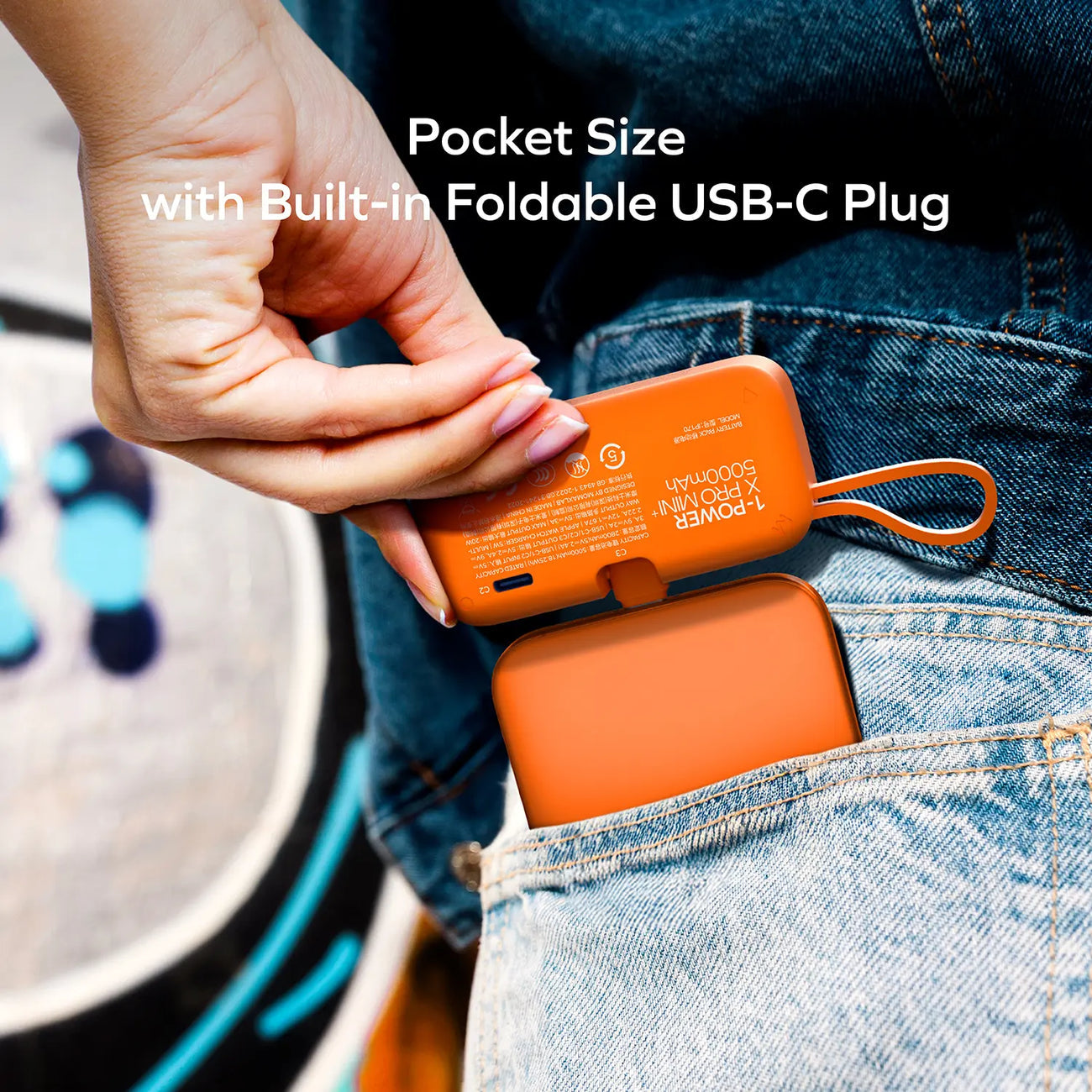 MOMAX 1-Power X Pro Mini⁺ 5000mAh Integrated Foldable USB-C Plug and Built-In USB-C Cable Battery Pack with Apple Watch Fast Charger