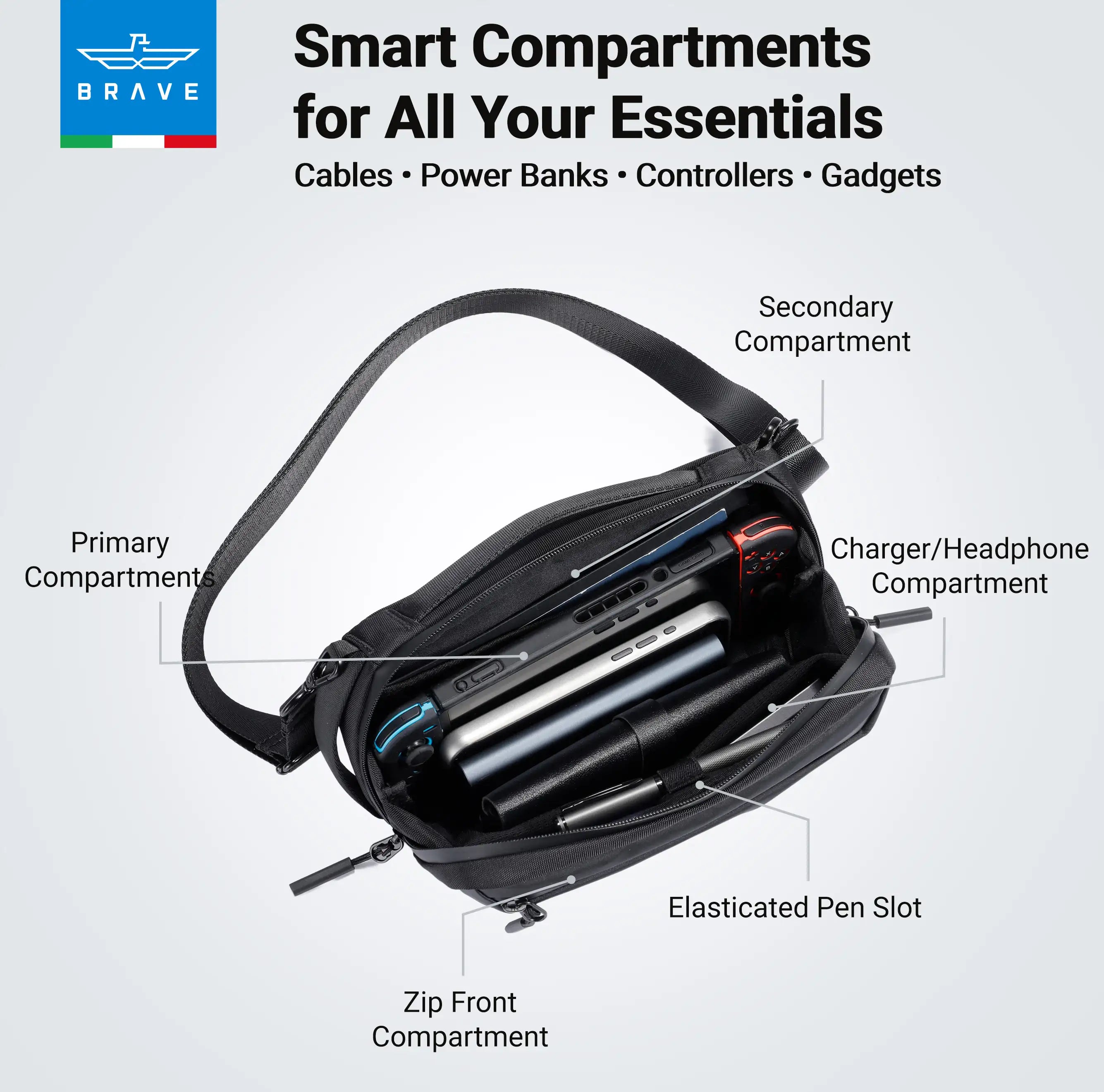 Brave BTP-05 Tech Pouch Organizer Portable Gadget Storage For Travel