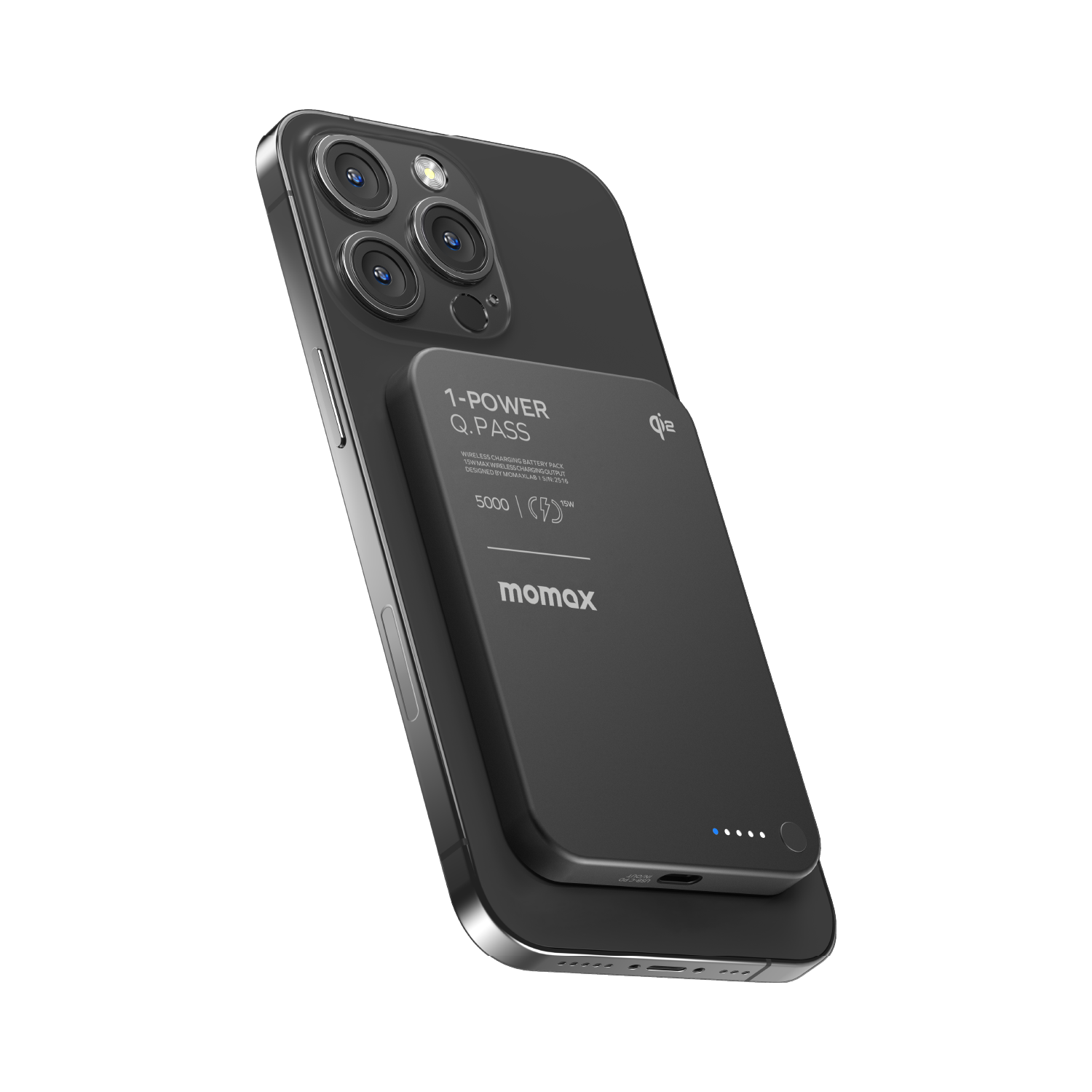 MOMAX 1-POWER Q.PASS 5000mAh QI2 Magnetic Wireless Power Bank