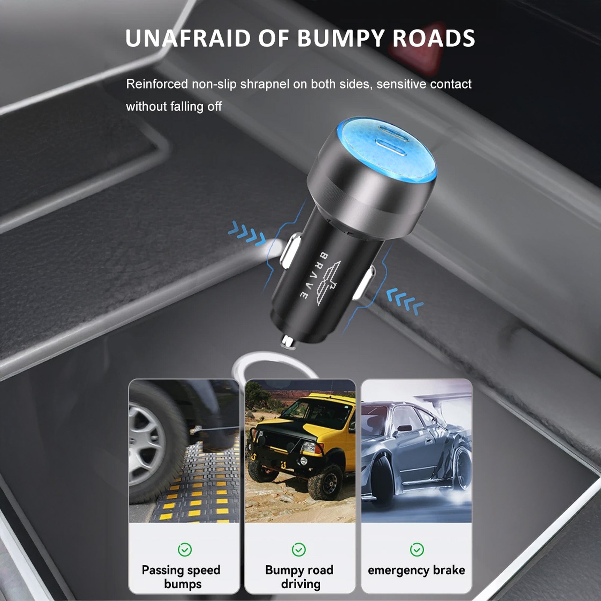 Brave - 60W Dual USB-C Car Charger with 100W USB-C Cable - TECH STREET