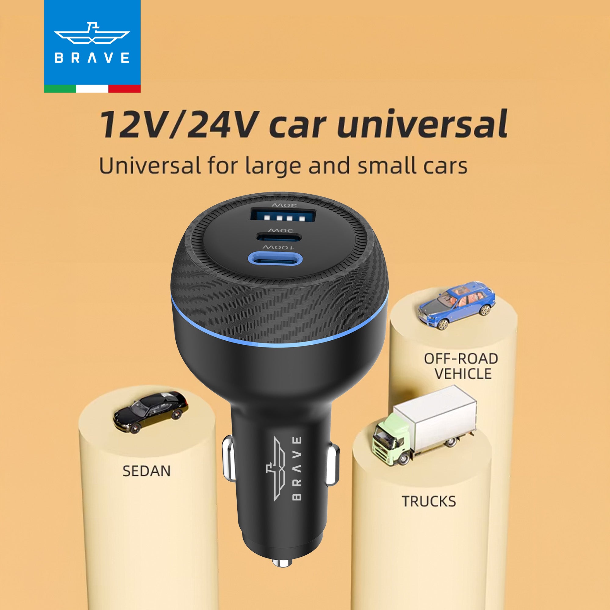 Brave - 160W USB-C Car Charger BCC-25 – 3-Port Fast Charger with 100W Cable - TECH STREET