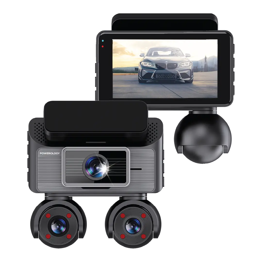 Powerology - Sentra Dash Camera with 3 Lenses and Rear Camera