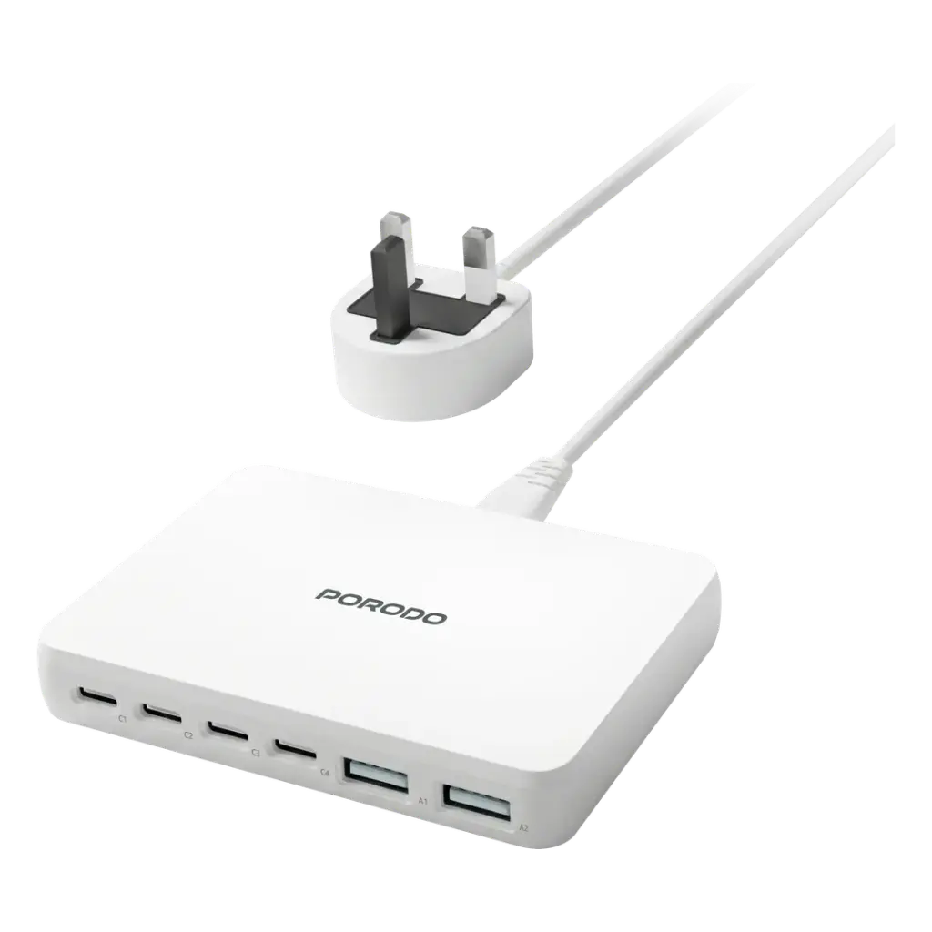 Porodo - Velora USB Multi-Port Fast Charger with UK 3-Pin Plug