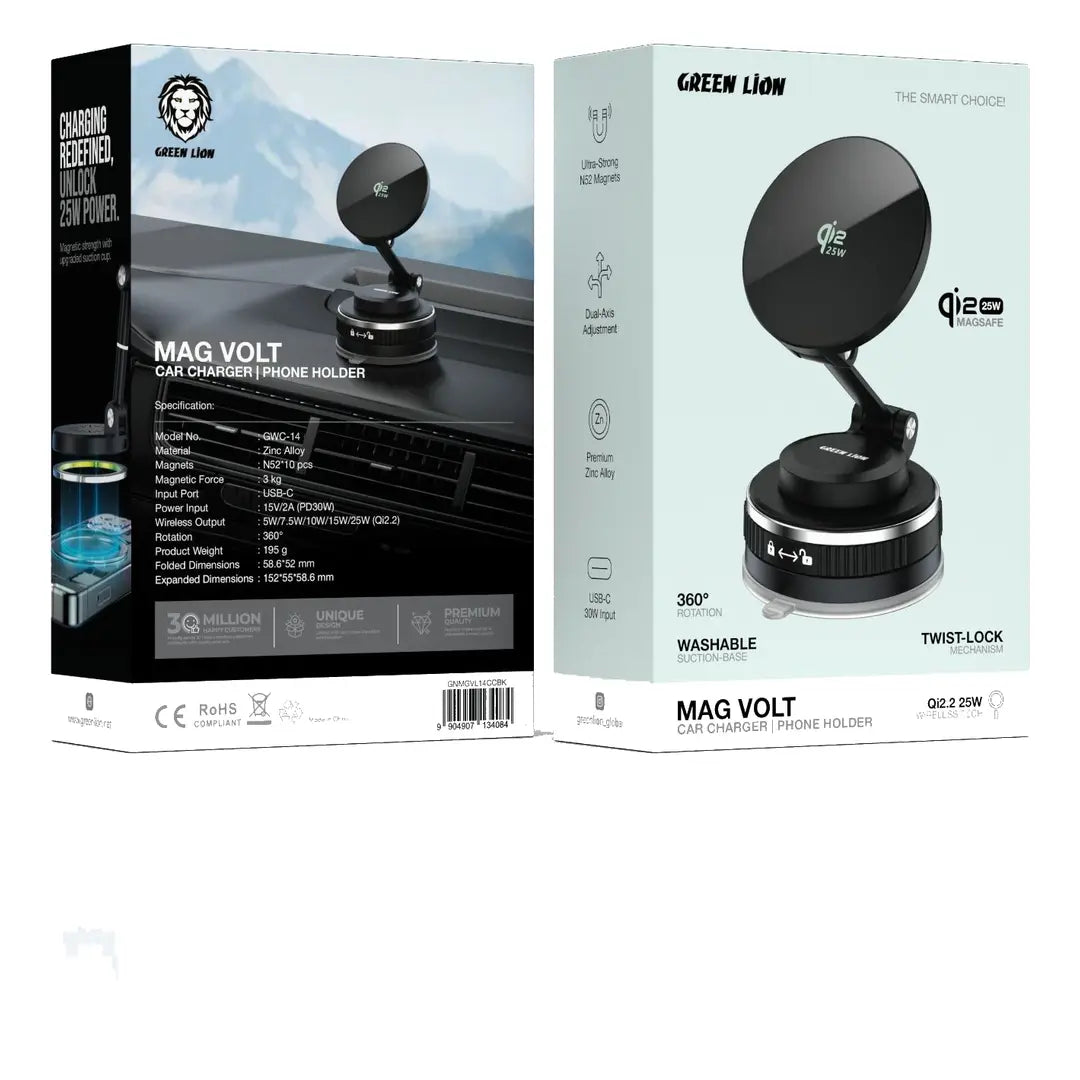Green Lion - Mag Volt Car Charger & Phone Holder