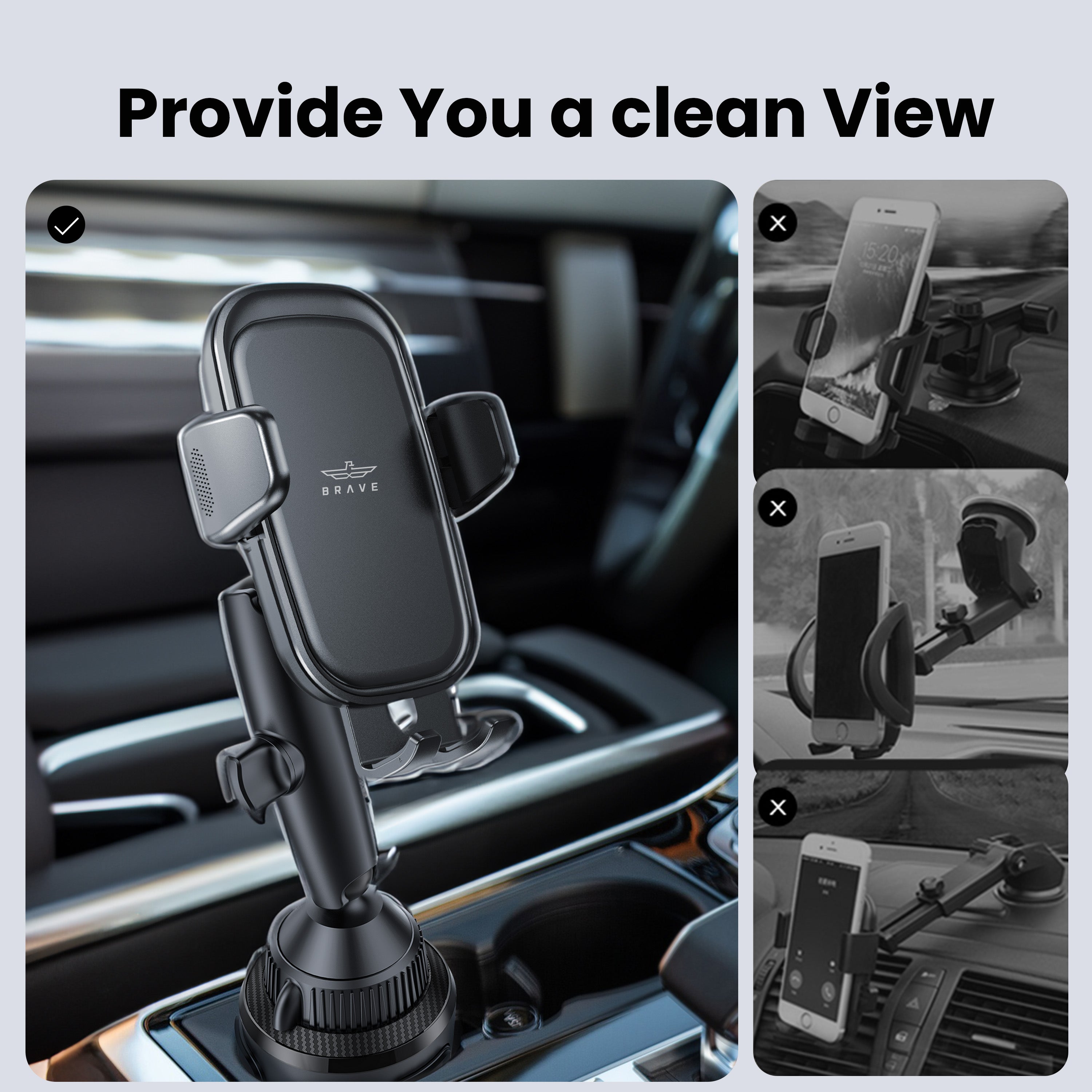 BRAVE - Car Cup Phone Holder - TECH STREET