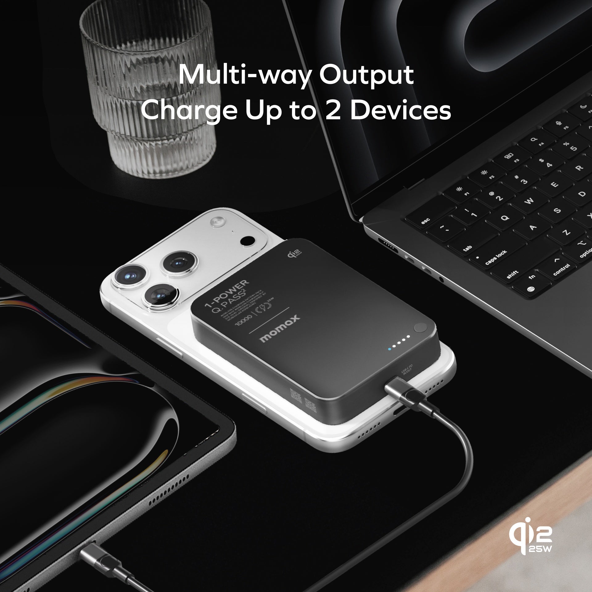 MOMAX 1-POWER Q.PASS2 10000MAH QI2 25W MAGNETIC WIRELESS POWER BANK
