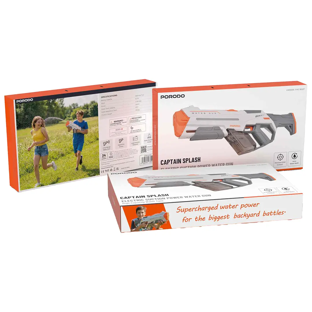 Porodo Captain Splash Electric Suction Power Water Gun with 350ml Water Tank