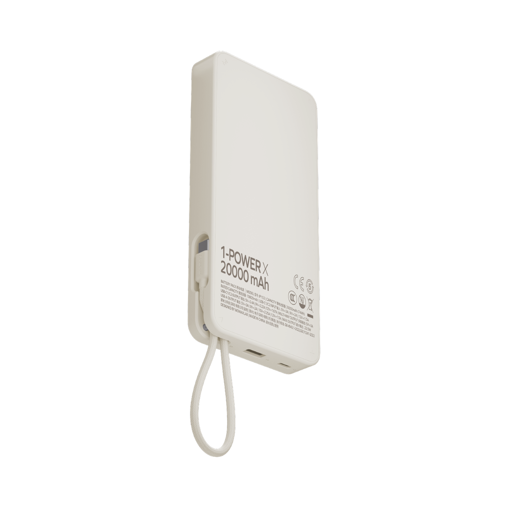 MOMAX 1-POWER X 20000mAh POWER BANK WITH BUILT-IN USB-C CABLE