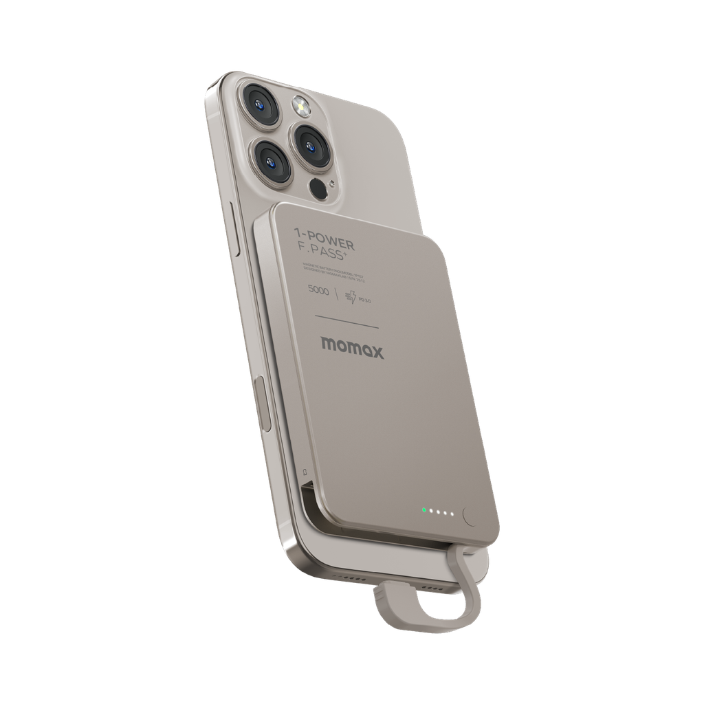 MOMAX 1-POWER F.PASS+ 5000mAh POWER BANK WITH BUILT-IN CABLE MAGNETIC ATTACHMENT