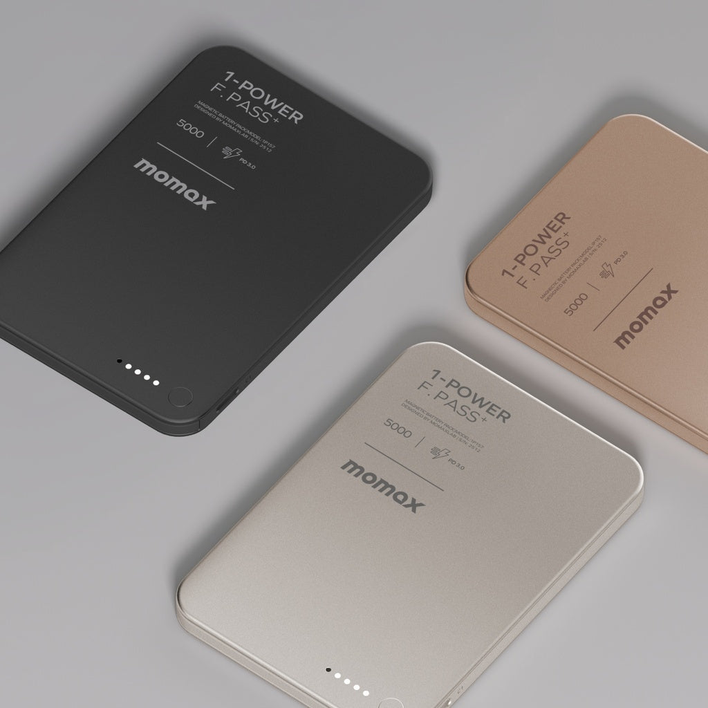 MOMAX 1-POWER F.PASS+ 5000mAh POWER BANK WITH BUILT-IN CABLE MAGNETIC ATTACHMENT