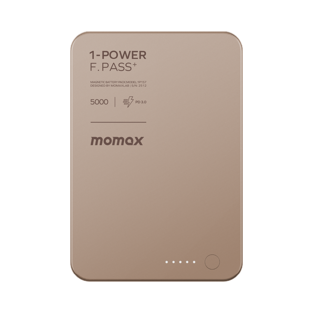 MOMAX 1-POWER F.PASS+ 5000mAh POWER BANK WITH BUILT-IN CABLE MAGNETIC ATTACHMENT