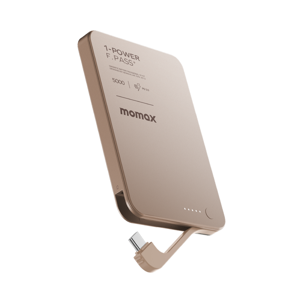 MOMAX 1-POWER F.PASS+ 5000mAh POWER BANK WITH BUILT-IN CABLE MAGNETIC ATTACHMENT