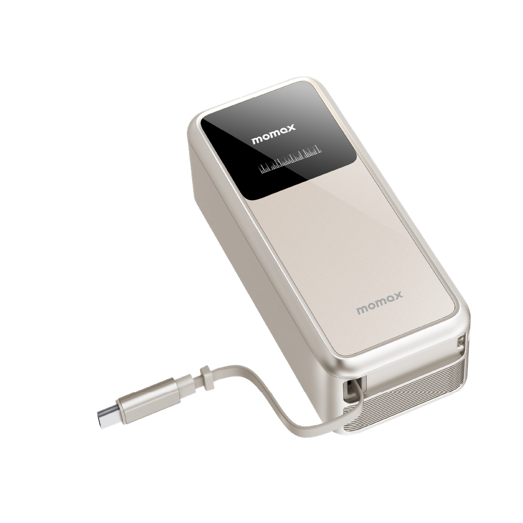MOMAX 1-PAC⁺10000mAh 3IN1 HYBRID GAN BATTERY PACK WITH BUILT-IN RETRACTABLE CABLE - TECH STREET