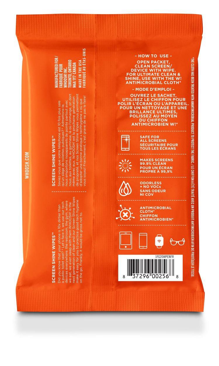 Whoosh! - Screen Shine Wipes, 20-Flow Pack, Screen Cleaning Wipes - TECH STREET