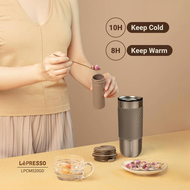 Lepresso Coffee Mug with Sleeve and Straw 520ml
