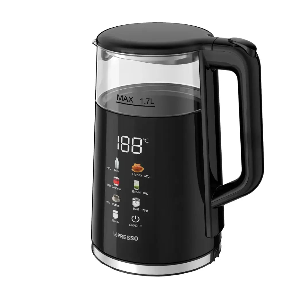 LePresso 2200W 1.7L Electric Kettle with Auto Shut-Off & Digital Display - Black