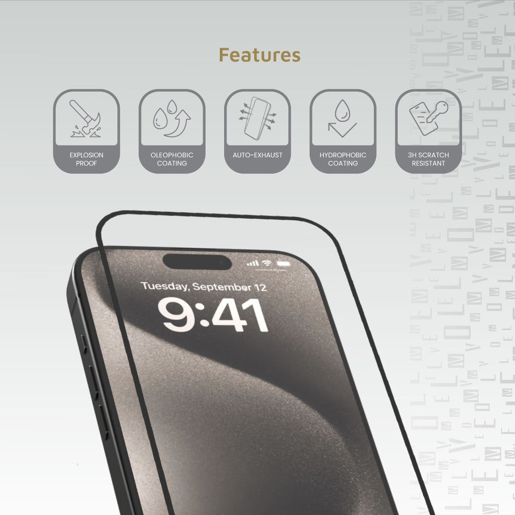 Levelo 2.5D Silk Print Silicone Edge HD Screen Protector For iPhone 16 Pro Max