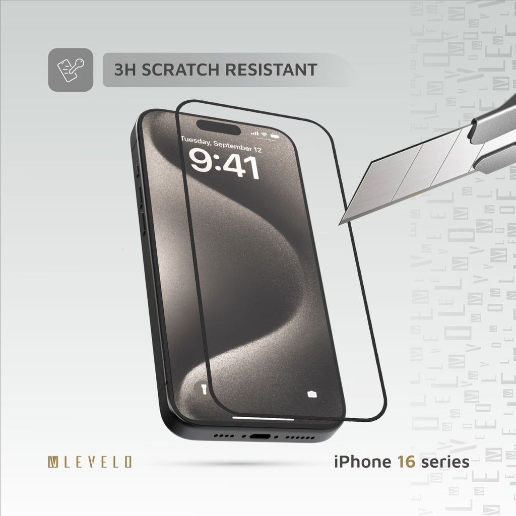 Levelo 2.5D Silk Print Silicone Edge HD Screen Protector For iPhone 16 Pro Max