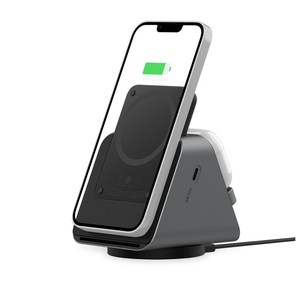 Levelo Terra Wireless Charging Stand with Portable 5000mAh Powerbank - Black