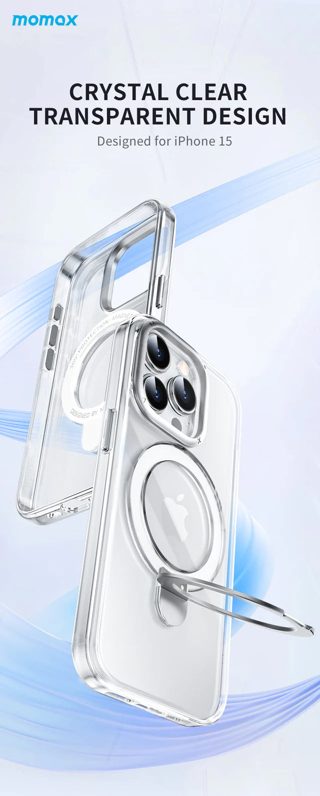 MOMAX FILP MEGNETIC CASE FOR IPHONE 15 6.7 PRO - CLEAR